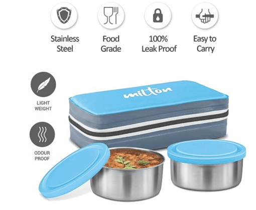 MILTON New Mini Lunch Insulated Tiffin, Set of 2, (280 ml Each), with Jacket - Image 3